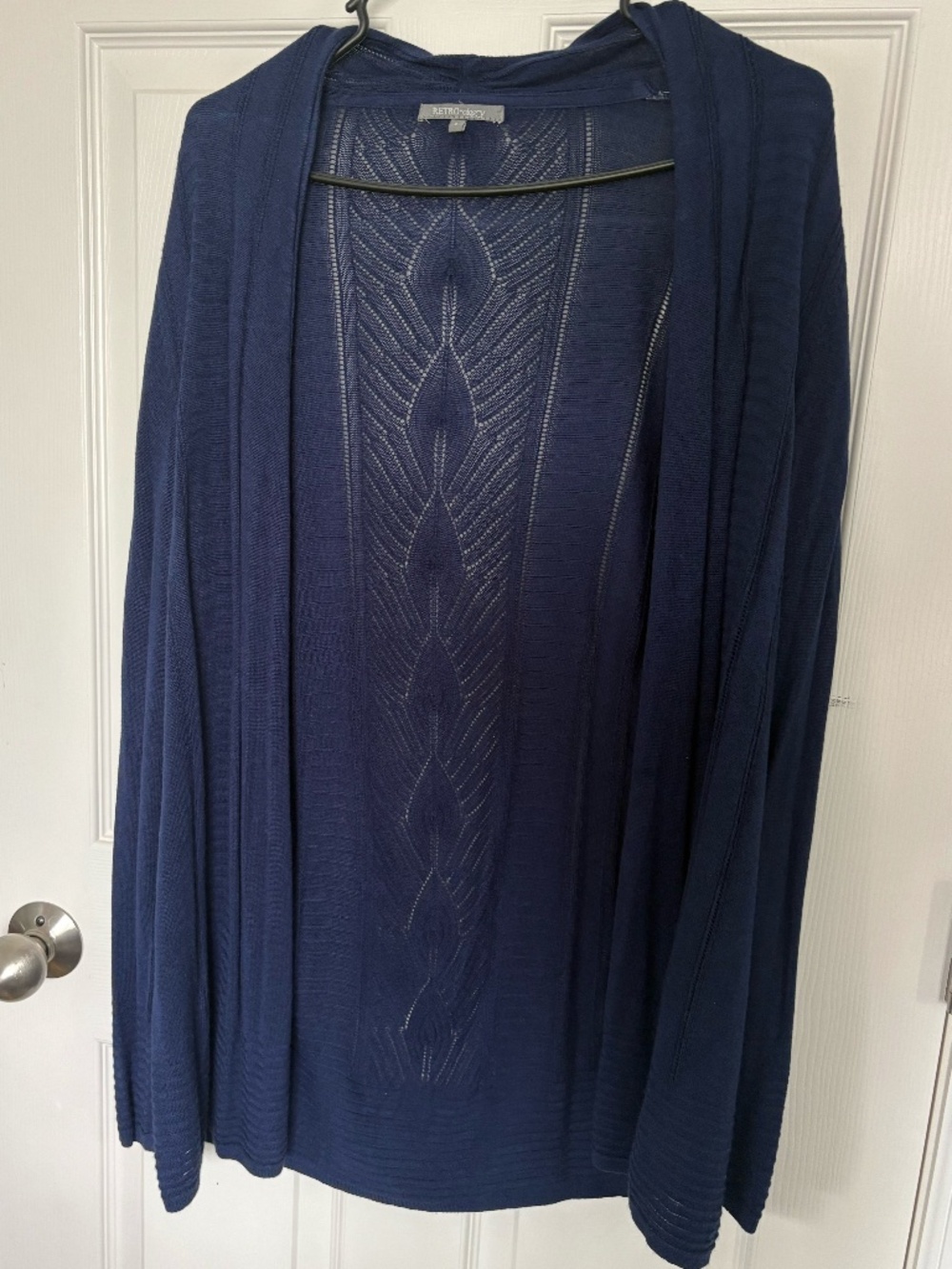 Retro-Ology Open-Front Cardigan, Blue, Size L